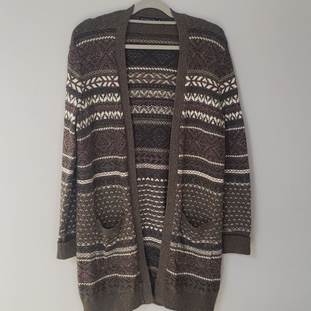 Abercrombie & Fitch Maxi Cardigan Sweater Womens M Cashmere Blend Alpine Duster